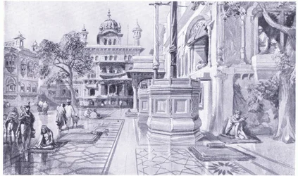 Akal Bunga kultaisessa temppelissä Amritsarissa, 1864 jKr